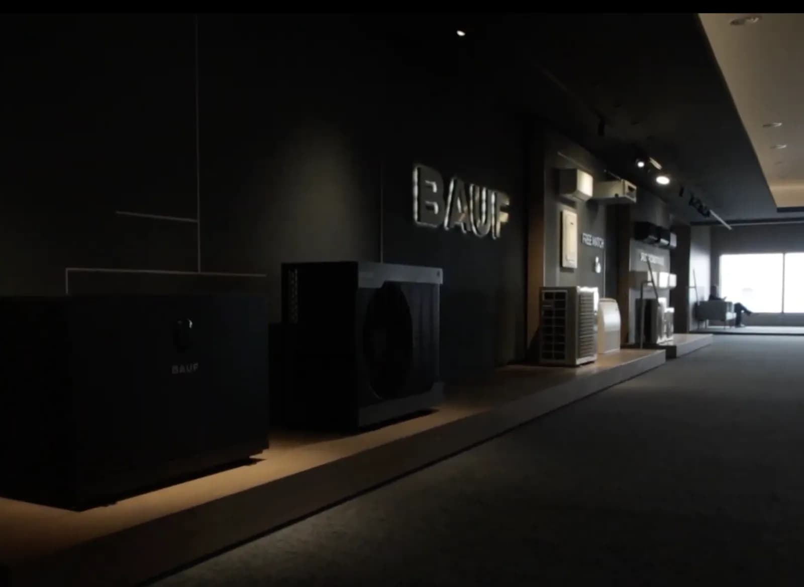 Heat pumps and air conditioners on display in the BAUF showroom in Lisbon